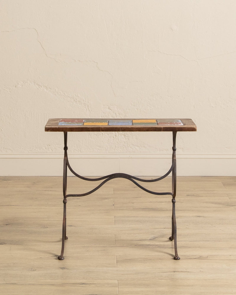 Wrought Iron & Tile Top Side Table - Lone Fox