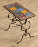 Wrought Iron & Tile Top Side Table - Lone Fox