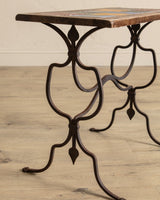 Wrought Iron & Tile Top Side Table - Lone Fox