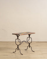 Wrought Iron & Tile Top Side Table - Lone Fox
