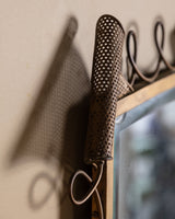 X-Large Italian Scuptural Brass Perforated Mirror, Italy, 1960's - Lone Fox