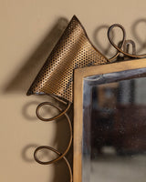 X-Large Italian Scuptural Brass Perforated Mirror, Italy, 1960's - Lone Fox