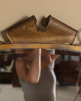 X-Large Italian Scuptural Brass Perforated Mirror, Italy, 1960's - Lone Fox