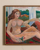 X - Large Mid Century Nude Woman & Man Acrylic Painting, 1970's - Lone Fox