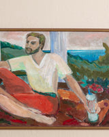 X - Large Mid Century Nude Woman & Man Acrylic Painting, 1970's - Lone Fox