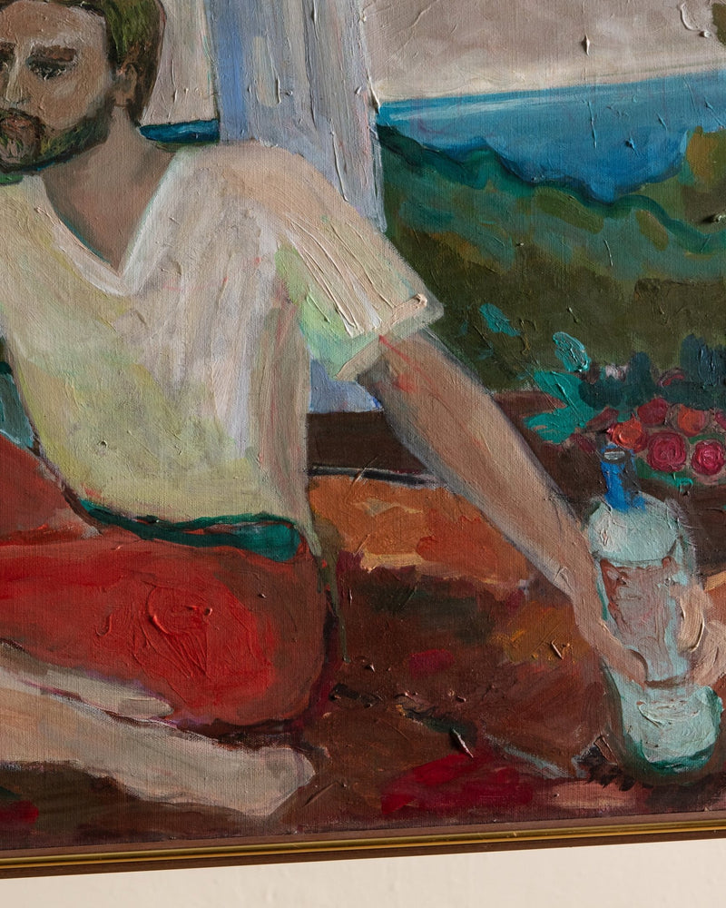 X - Large Mid Century Nude Woman & Man Acrylic Painting, 1970's - Lone Fox
