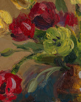 Yellow & Red Flowers Still Life Oil Painting, Ukraine, 1980's - Lone Fox