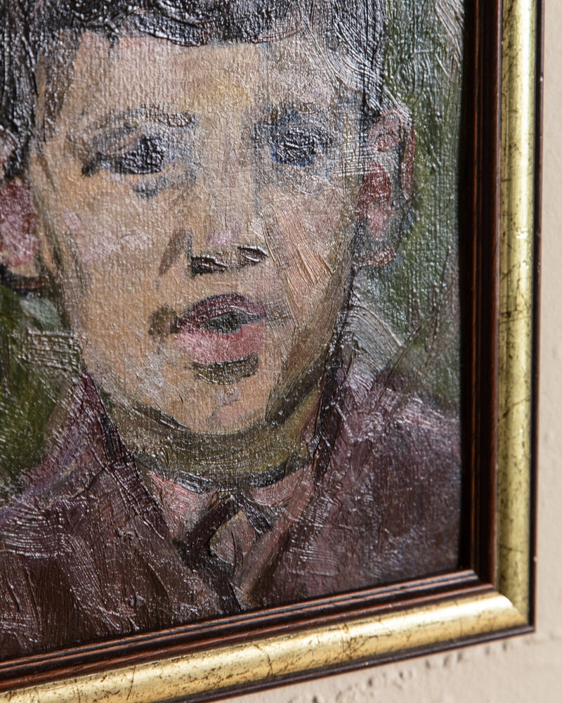 Young Boy Portrait Oil Painting by Yermakov, Ukraine, 1950's - Lone Fox