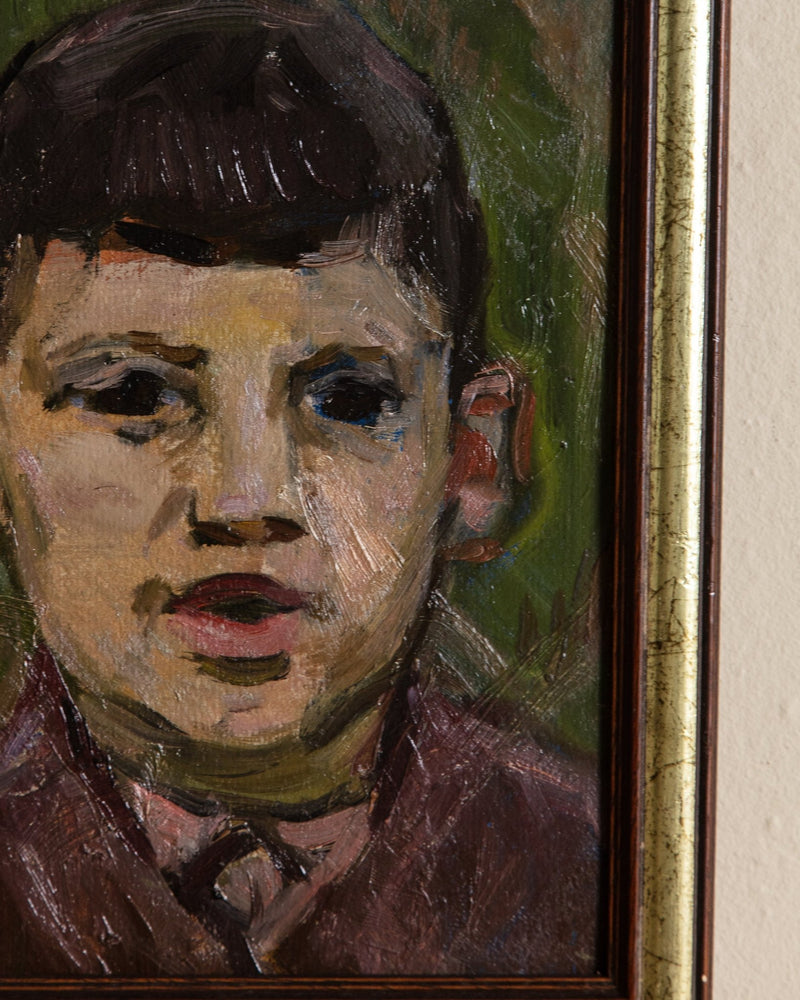 Young Boy Portrait Oil Painting by Yermakov, Ukraine, 1950's - Lone Fox
