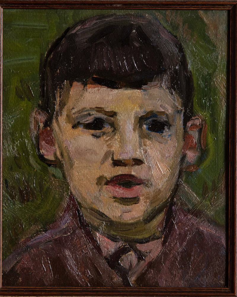 Young Boy Portrait Oil Painting by Yermakov, Ukraine, 1950's - Lone Fox
