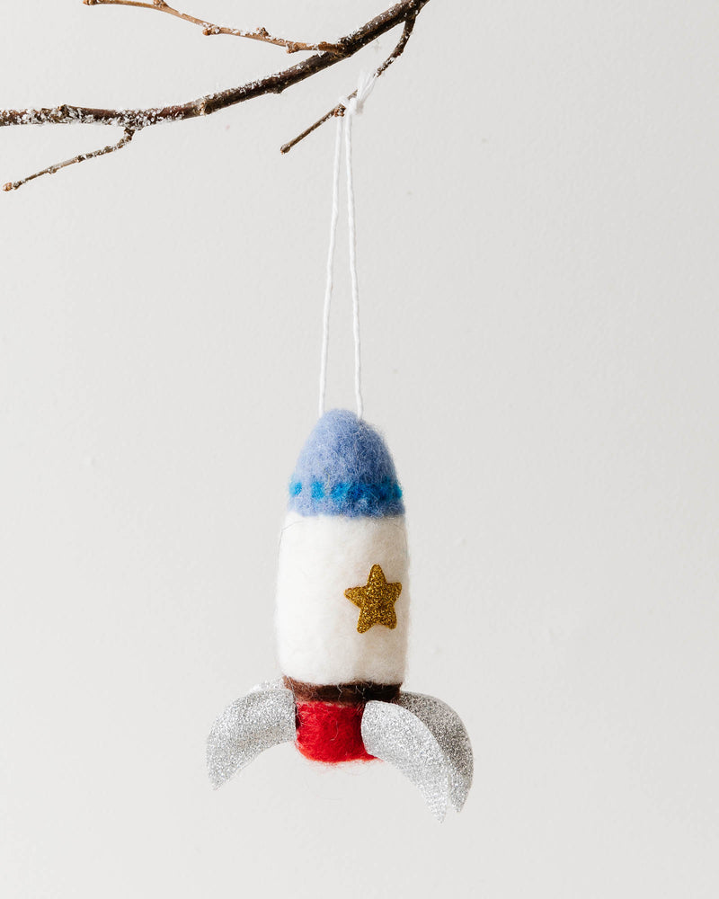 Wool Felt Rocket Ornaments