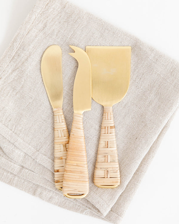 Rattan Wrapped Cheese Knives