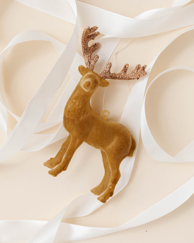 Flocked Deer Ornament