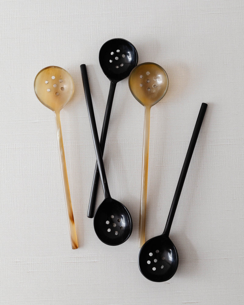 Horn Slotted Olive Spoon