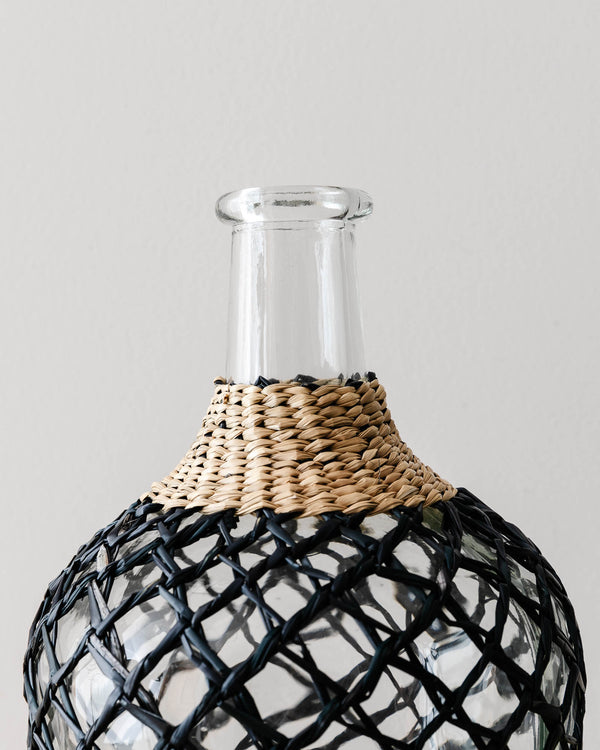 Woven Seagrass Glass Bottle
