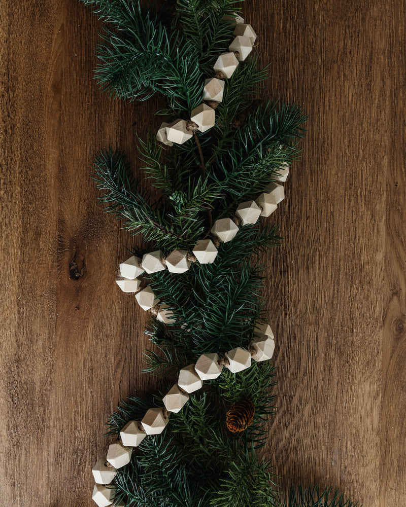 Faceted Wood Bead Garland