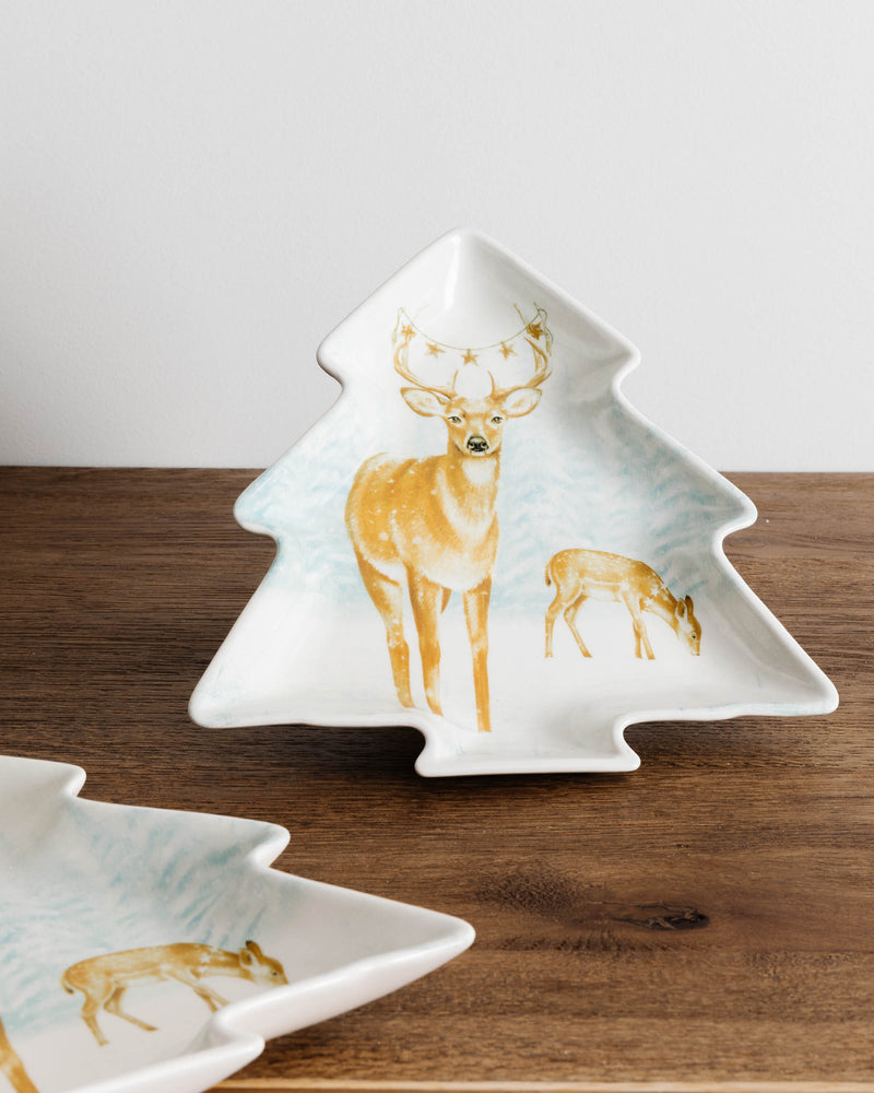 Fawn Tree Shaped Cookie Plate