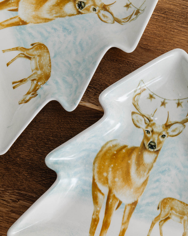Fawn Tree Shaped Cookie Plate