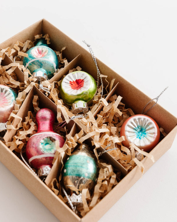 Vintage Hand-Painted Ornaments (Set of 6)