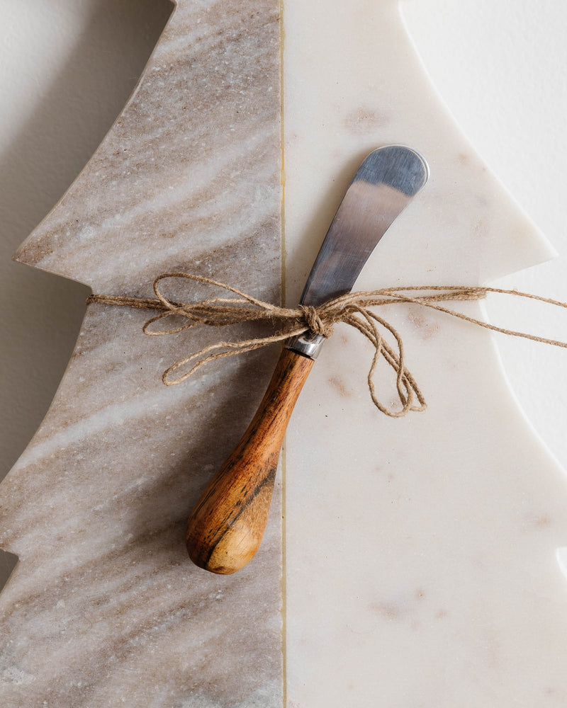 Marble Tree Cheese/Cutting Board + Wood Knife