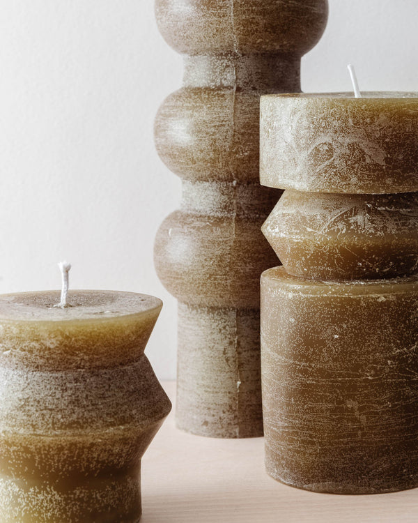 Olive Totem Pillar Candles