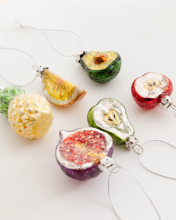 Vintage Glass Fruit Ornaments (Set of 6)