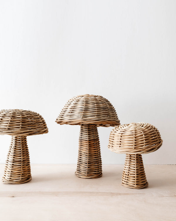 Woven Wicker Mushrooms (set of 3)