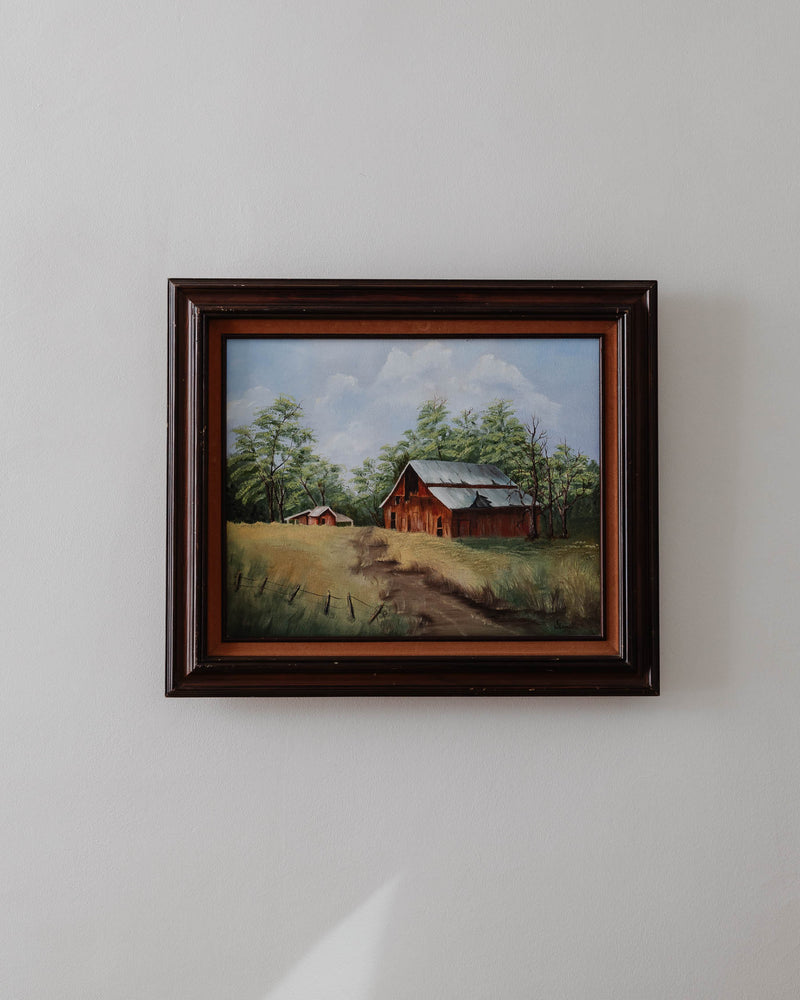 Signed Original Rural Farmscape Oil Painting