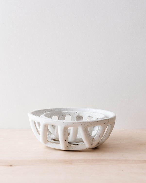 Organic Ceramic Basket Bowls (set of 2)