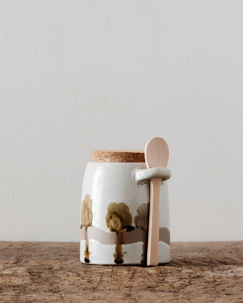 Hand-Painted Faye Lidded Jar w/ Spoon