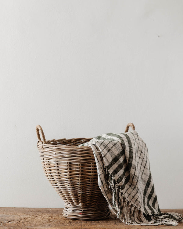 Hand-Woven Rattan Footed Basket