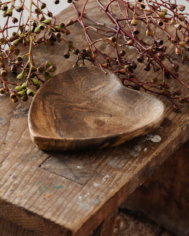 Mango Wood Heart Trinket Dish