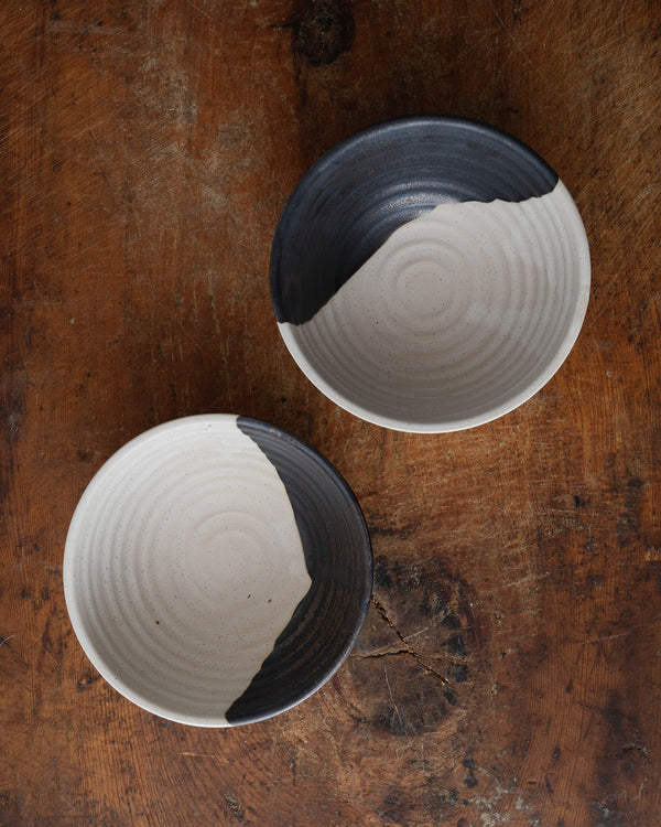Hand Painted Blotch Stoneware Bowls (Set of 2)