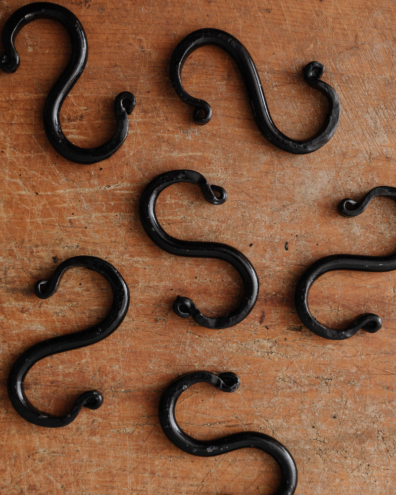 6 Wrought Iron S Hooks - 5 Hand Forged with Scrolls (Set of Six) by Amish  Blacksmith Lancaster Pennsylvania USA