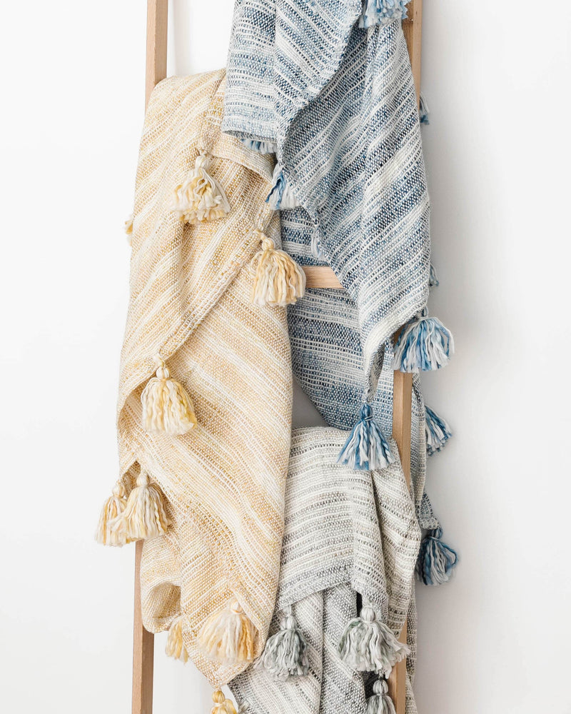 Watercolor Tassel Knit Throw