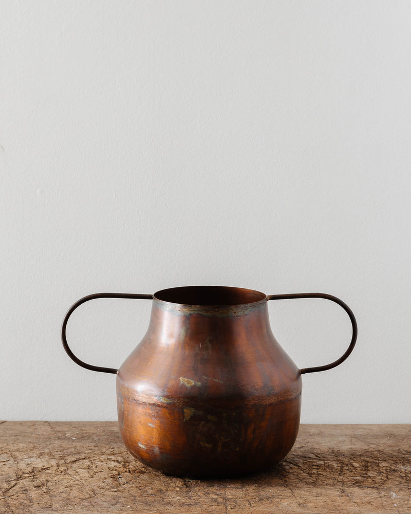 Scorched Copper Handled Vases