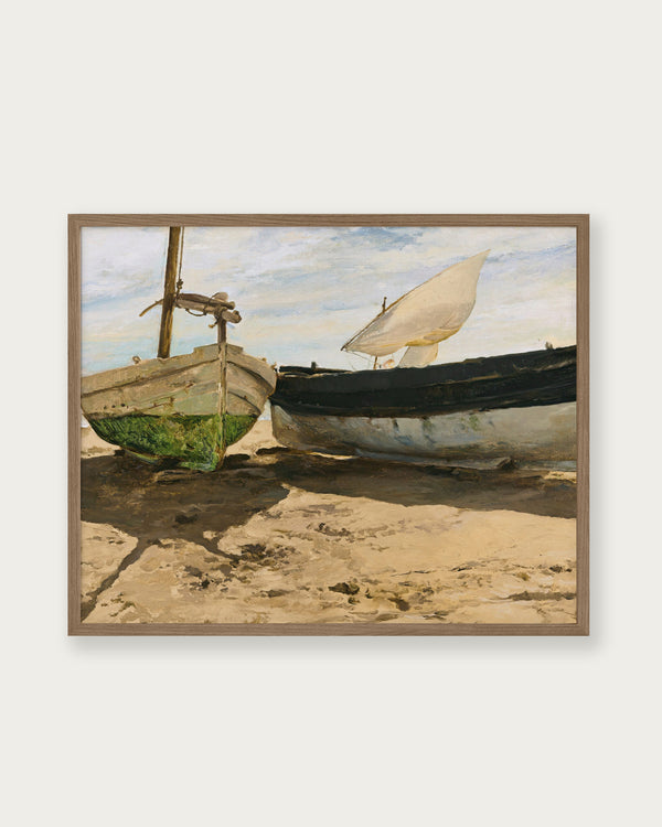 "Boats On The Beach, Valencia" Art Print