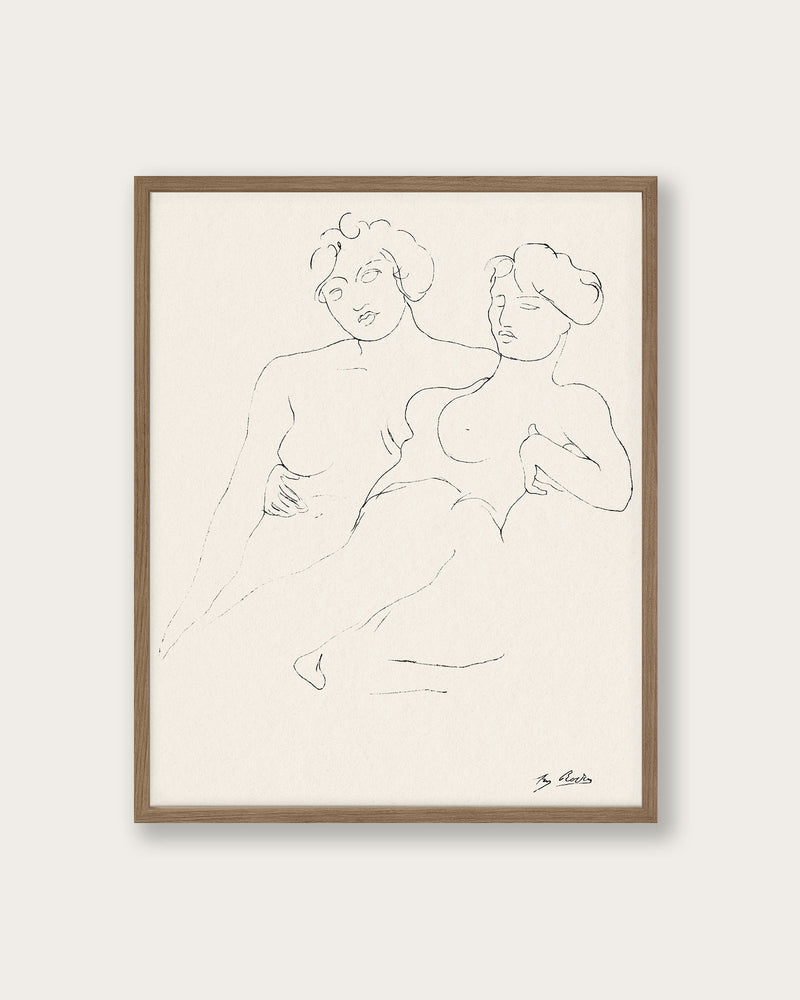 "A Sketch of Two Women" Art Print