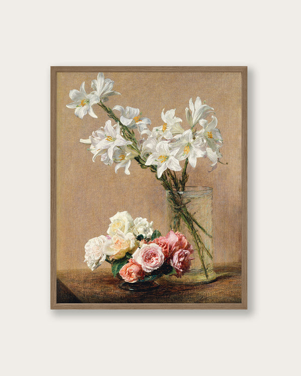 "Roses and Lilies" Art Print