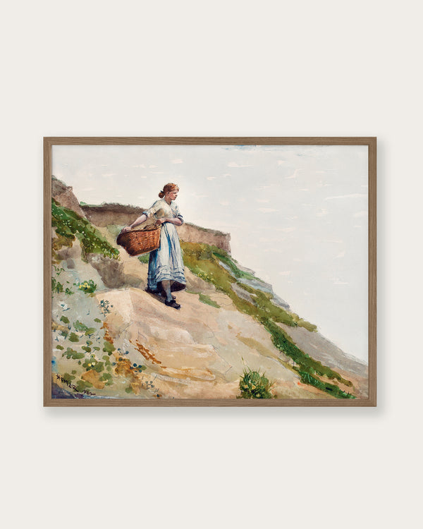 "Girl Carrying a Basket" Art Print