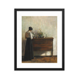 "Woman reading by dresser" Art Print