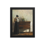 "Woman reading by dresser" Art Print