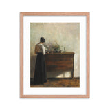 "Woman reading by dresser" Art Print
