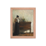 "Woman reading by dresser" Art Print