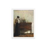"Woman reading by dresser" Art Print