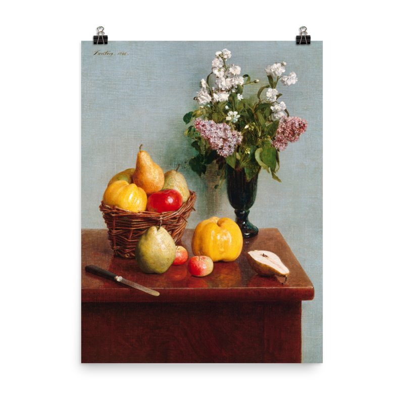 "Still Life with Flowers and Fruit" Art Print