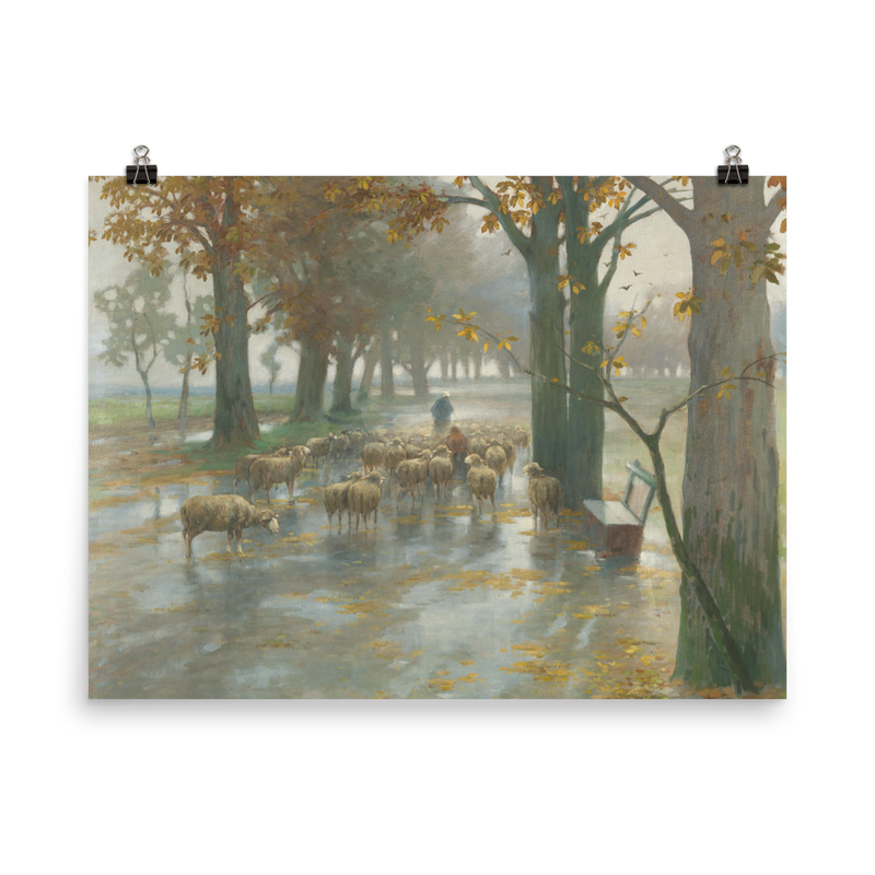 "Flock of Sheep on a Rainy Day" Art Print
