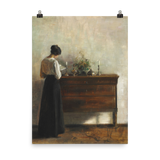 "Woman reading by dresser" Art Print