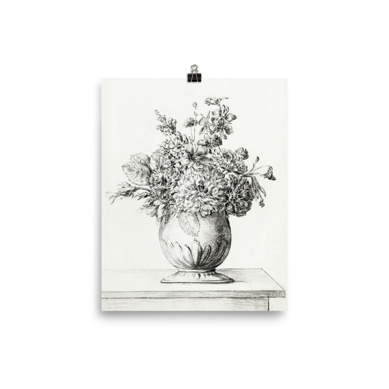 "Flowers in a Vase by Pencil" Art Print