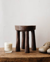 Vintage African Carved Wood Stool - Lone Fox
